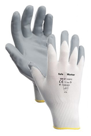 Soepele handschoen grijs/wit, maat 10/XL