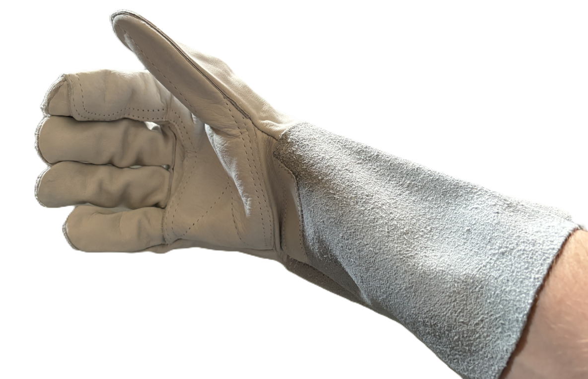 Lashandschoen, enkel, rechts (versterkt), 15cm kap, maat 10/XL