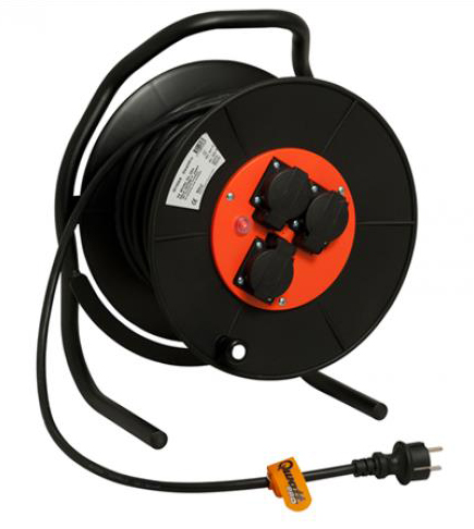 Kabelhaspel 220V- 3G2,5 - neopreen, 25 mtr, zware bouwkwaliteit