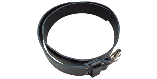 Leather belt for wire reel, with double buckle