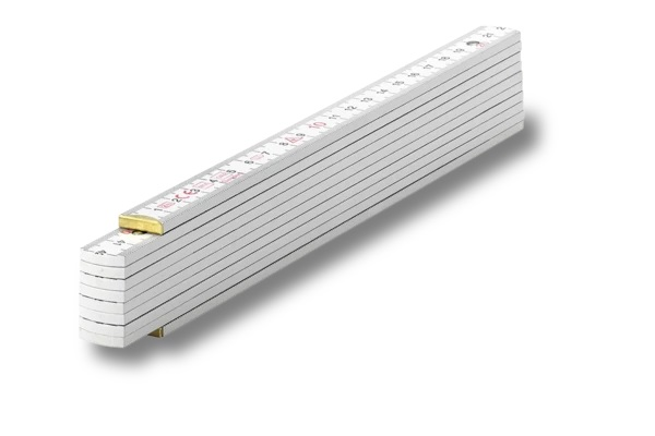 Houten vouwduimstok 2 meter, wit gelakt, doos a 10 stuks