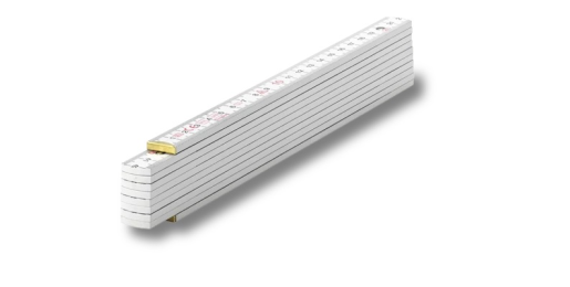 Houten vouwduimstok 2 meter, wit gelakt, doos a 10 stuks