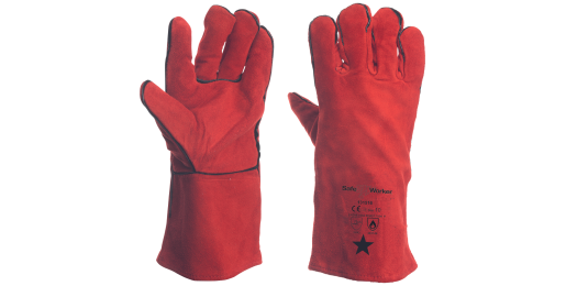 Lashandschoen rundsplit, rood (dik), per paar