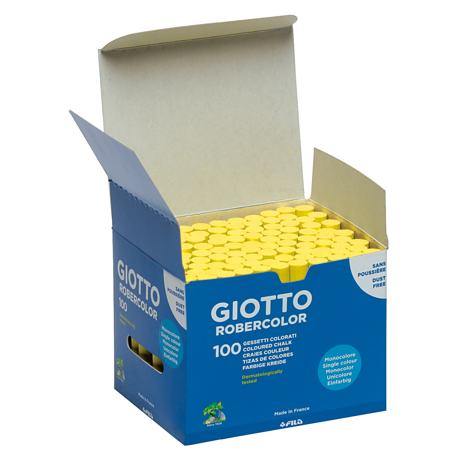 Schoolbordkrijt geel, doosje 100 stuks