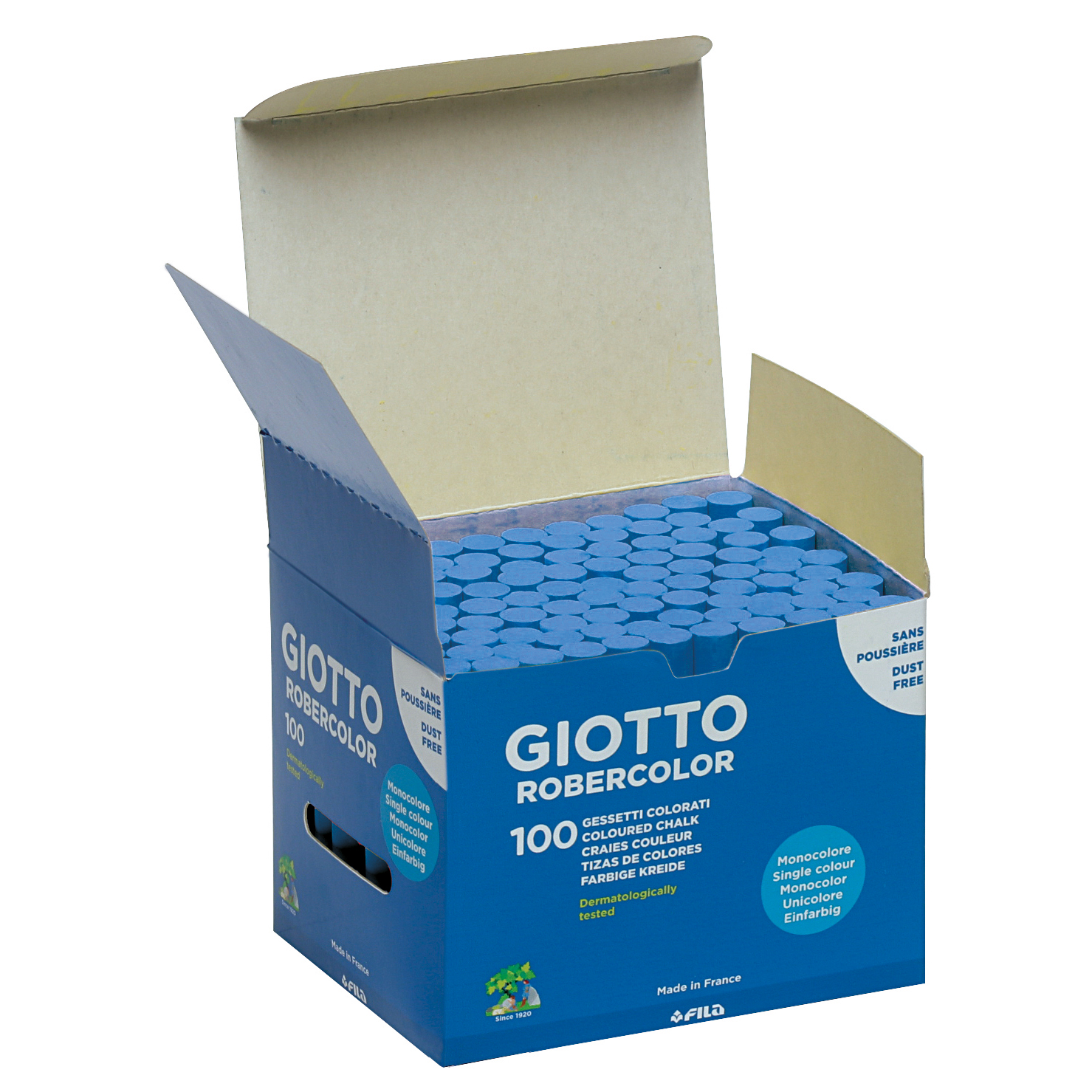 Schoolbordkrijt blauw, doosje 100 stuks