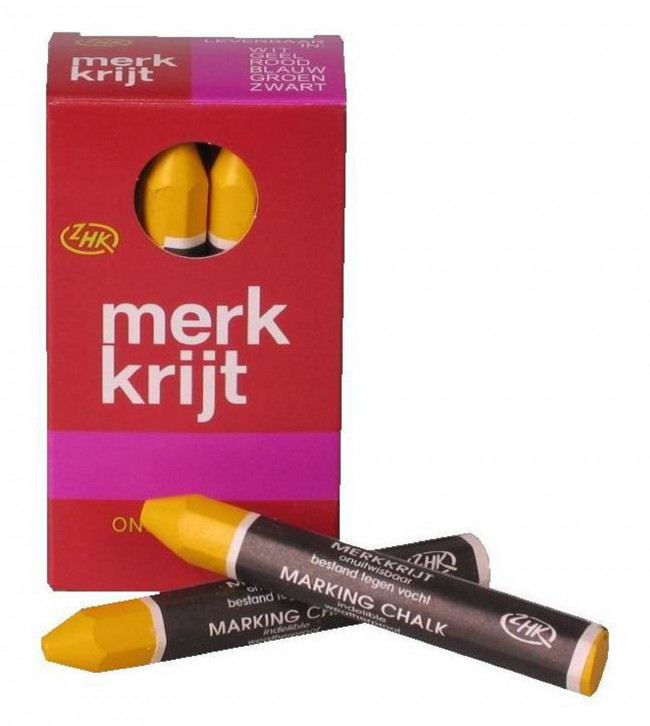 Krijt onuitwisbaar zacht geel, doosje 12 stuks