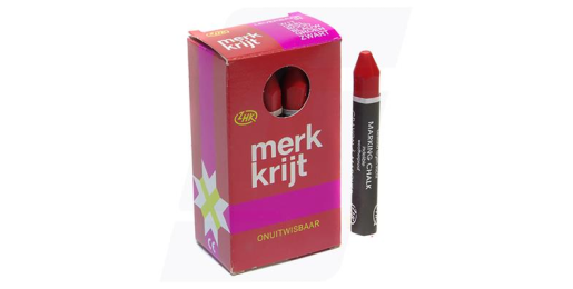 Krijt onuitwisbaar zacht rood, doosje 12 stuks