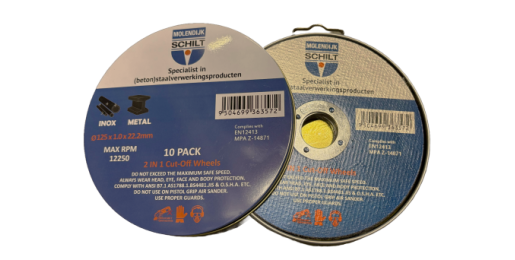 Blik a 10 st doorslijpschijven 125x1 - Molendijk Schilt